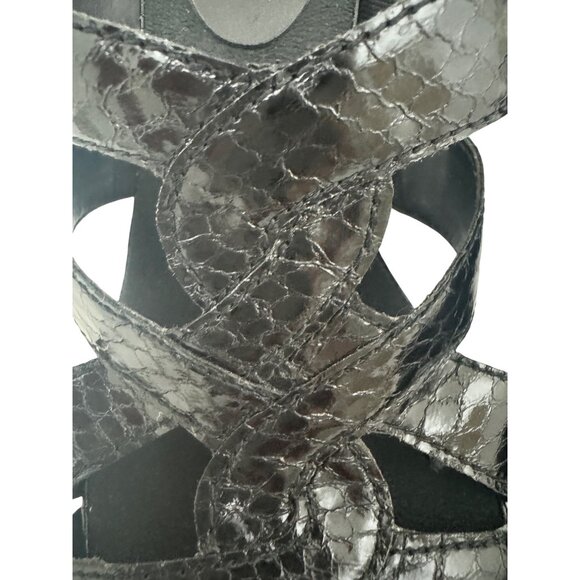 Aerosoles Protector‎ Black Croc 3" Heels Sandals Size 8 Slip On Open Toe Shoes - Picture 8 of 10